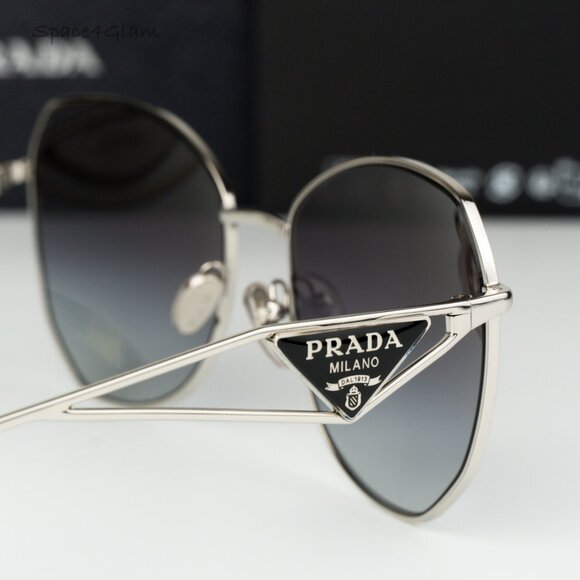BRAND NEW Prada Women Sunglasses Silver Grey Gradient Geometric PR57YS 1BC5D1 - Picture 5 of 11